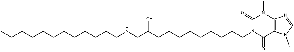 1H-Purine-2,6-dione, 1-[11-(dodecylamino)-10-hydroxyundecyl]-3,7-dihydro-3,7-dimethyl- Struktur