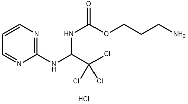 3-Aminopropyl (2,2,2-trichloro-1-(pyrimidin-2-ylamino)ethyl)carbamate hydrochloride Struktur