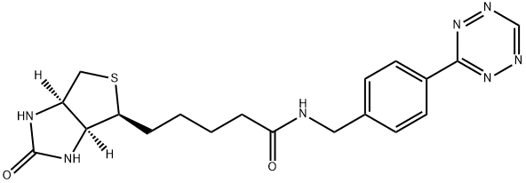 1H-Thieno[3,4-d]imidazole-4-pentanamide, hexahydro-2-oxo-N-[[4-(1,2,4,5-tetrazin-3-yl)phenyl]methyl]-, (3aS,4S,6aR)- Struktur