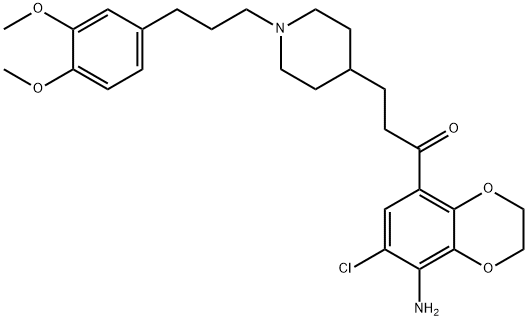 1-Propanone, 1-(8-amino-7-chloro-2,3-dihydro-1,4-benzodioxin-5-yl)-3-[1-[3-(3,4-dimethoxyphenyl)propyl]-4-piperidinyl]- Struktur