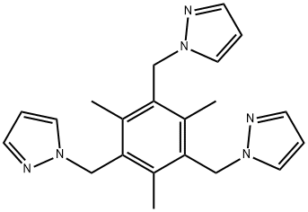 1H-Pyrazole, 1,1',1''-[(2,4,6-trimethyl-1,3,5-benzenetriyl)tris(methylene)]tris- Struktur