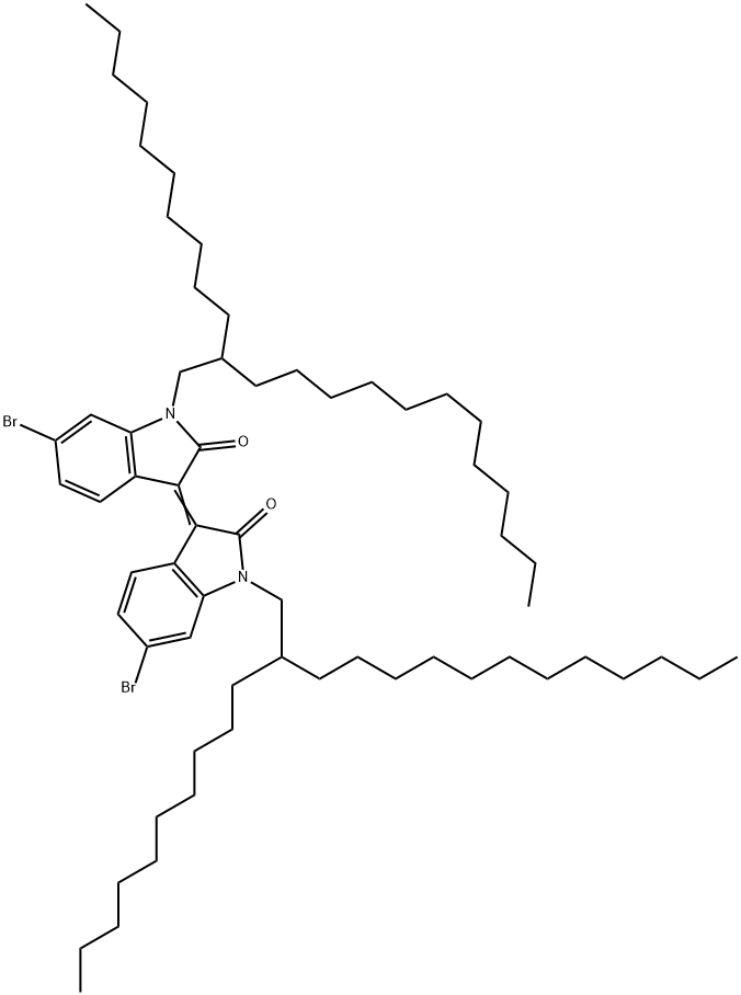 2H-Indol-2-one, 6-bromo-3-[6-bromo-1-(2-decyltetradecyl)-1,2-dihydro-2-oxo-3H-indol-3-ylidene]-1-(2-decyltetradecyl)-1,3-dihydro- Struktur