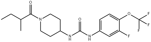 Urea, N-[3-fluoro-4-(trifluoromethoxy)phenyl]-N'-[1-(2-methyl-1-oxobutyl)-4-piperidinyl]- Struktur