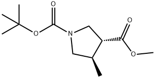 1-tert-butyl 3-methyl (3R,4R)-4-methylpyrrolidine-1,3-dicarboxylate Struktur