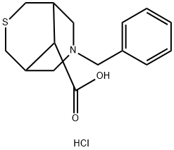 3-Thia-7-azabicyclo[3.3.1]nonane-9-carboxylic acid, 7-(phenylmethyl)-, hydrochloride (1:1) Struktur