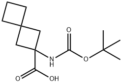 Spiro[3.3]heptane-2-carboxylic acid, 2-[[(1,1-dimethylethoxy)carbonyl]amino]- Struktur