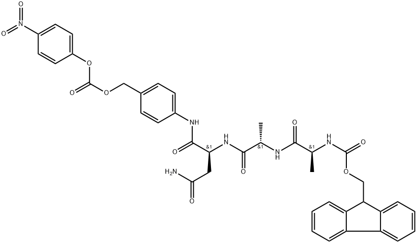 Fmoc-Ala-Ala-Asn-PABC-PNP Struktur