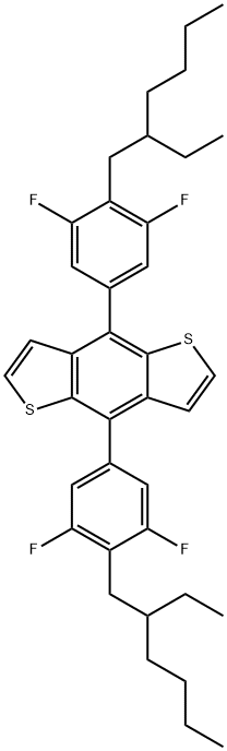 4,8-bis(4-(2-ethylhexyl)-3,5-difluorophenyl)benzo[1,2-b:4,5-b']dithiophene Struktur