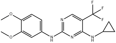 2,4-Pyrimidinediamine, N4-cyclopropyl-N2-(3,4-dimethoxyphenyl)-5-(trifluoromethyl)- Struktur