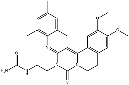 Urea, N-[2-[(2E)-6,7-dihydro-9,10-dimethoxy-4-oxo-2-[(2,4,6-trimethylphenyl)imino]-2H-pyrimido[6,1-a]isoquinolin-3(4H)-yl]ethyl]- Struktur