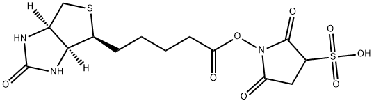 1H-Thieno[3,4-d]imidazole-4-pentanoic acid, hexahydro-2-oxo-, 2,5-dioxo-3-sulfo-1-pyrrolidinyl ester, (3aS,4S,6aR)- Struktur