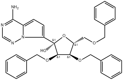 (2R,3R,4R,5R)-2-(4-aminopyrrolo[2,1-f][1,2,4]triazin-7-yl)-3,4-bis(benzyloxy)-5-((benzyloxy)methyl)tetrahydrofuran-2-ol Struktur