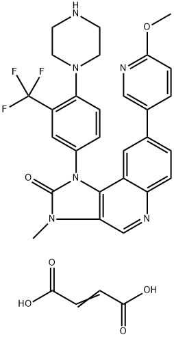 8-(6-Methoxypyridin-3-yl)-3-methyl-1-(4-(piperazin-1-yl)-3-(trifluoromethyl)phenyl)-1H-imidazo[4,5-c]quinolin-2(3H)-one fumarate Struktur