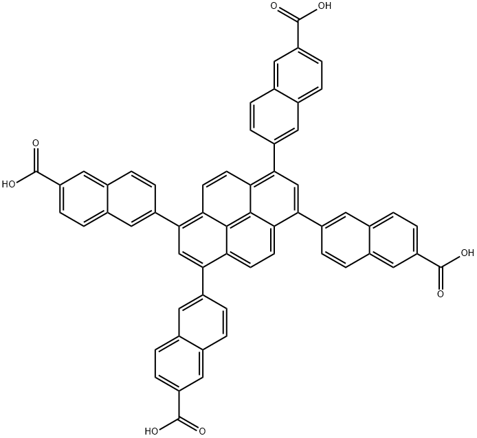 6,6',6'',6'''-(Pyrene-1,3,6,8-tetrayl)tetrakis(2-naphthoic acid) Struktur