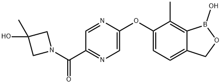 Methanone, [5-[(1,3-dihydro-1-hydroxy-7-methyl-2,1-benzoxaborol-6-yl)oxy]-2-pyrazinyl](3-hydroxy-3-methyl-1-azetidinyl)- Struktur