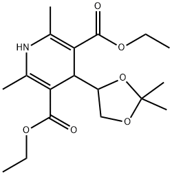 3,5-Pyridinedicarboxylic acid, 4-(2,2-dimethyl-1,3-dioxolan-4-yl)-1,4-dihydro-2,6-dimethyl-, 3,5-diethyl ester Struktur