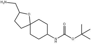 Carbamic acid, N-[2-(aminomethyl)-1-oxaspiro[4.5]dec-8-yl]-, 1,1-dimethylethyl ester Struktur