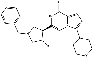 Imidazo[1,5-a]pyrazin-8(7H)-one, 6-[(3S,4S)-4-methyl-1-(2-pyrimidinylmethyl)-3-pyrrolidinyl]-3-(tetrahydro-2H-pyran-4-yl)- Struktur