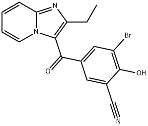 Benzonitrile, 3-bromo-5-[(2-ethylimidazo[1,2-a]pyridin-3-yl)carbonyl]-2-hydroxy- Struktur