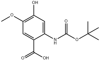 Benzoic acid, 2-[[(1,1-dimethylethoxy)carbonyl]amino]-4-hydroxy-5-methoxy- Struktur