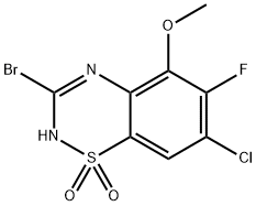 3-Bromo-7-chloro-6-fluoro-5-methoxy-2H-benzo[e][1,2,4]thiadiazine-1,1-dioxide Struktur