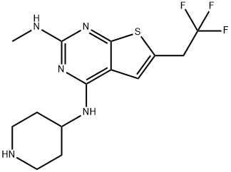 Thieno[2,3-d]pyrimidine-2,4-diamine, N2-methyl-N4-4-piperidinyl-6-(2,2,2-trifluoroethyl)- Struktur