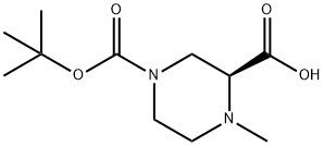 (S)-4-(tert-butoxycarbonyl)-1-methylpiperazine-2-carboxylic acid Struktur