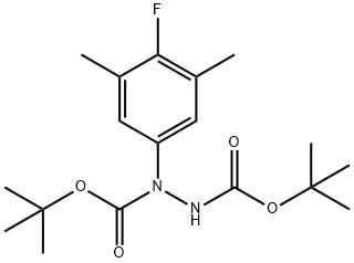 1,2-Hydrazinedicarboxylic acid, 1-(4-fluoro-3,5-dimethylphenyl)-, 1,2-bis(1,1-dimethylethyl) ester Struktur