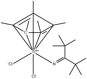 Titanium, dichloro[(1,2,3,4,5-η)-1,2,3,4,5-pentamethyl-2,4-cyclopentadien-1-yl](2,2,4,4-tetramethyl-3-pentaniminato)- Struktur