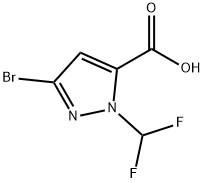 3-bromo-1-(difluoromethyl)-1H-pyrazole-5-carboxylic acid Struktur