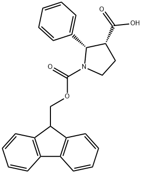 rac-(2R,3S)-1-{[(9H-fluoren-9-yl)methoxy]carbonyl}-2-phenylpyrrolidine-3-carboxylic acid Struktur