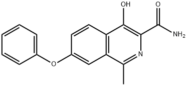 3-Isoquinolinecarboxamide, 4-hydroxy-1-methyl-7-phenoxy- Struktur