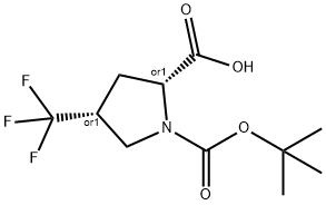 1,2-Pyrrolidinedicarboxylic acid, 4-(trifluoromethyl)-, 1-(1,1-dimethylethyl) ester, (2R,4R)-rel- Struktur