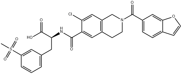 L-Phenylalanine, N-[[2-(6-benzofuranylcarbonyl)-7-chloro-1,2,3,4-tetrahydro-6-isoquinolinyl]carbonyl]-3-(methylsulfonyl)- Struktur