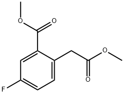 Benzeneacetic acid, 4-fluoro-2-(methoxycarbonyl)-, methyl ester Struktur