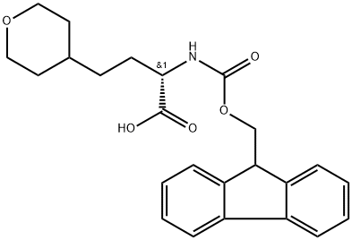 2H-Pyran-4-butanoic acid, α-[[(9H-fluoren-9-ylmethoxy)carbonyl]amino]tetrahydro-, (αS)- Struktur