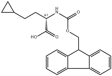 Cyclopropanebutanoic acid, α-[[(9H-fluoren-9-ylmethoxy)carbonyl]amino]-, (αS)- Struktur