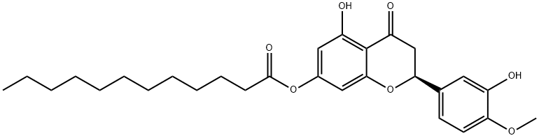 Dodecanoic acid, (2S)-3,4-dihydro-5-hydroxy-2-(3-hydroxy-4-methoxyphenyl)-4-oxo-2H-1-benzopyran-7-yl ester Struktur