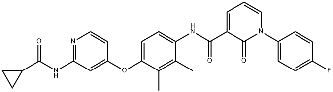 N-(4-((2-(cyclopropanecarboxamido)pyridin-4-yl)oxy)-2,3-dimethylphenyl)-1-(4-fluorophenyl)-2-oxo-1,2-dihydropyridine-3-carboxamide Struktur