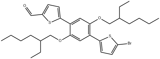 5-(4-(5-bromothiophen-2-yl)-2,5-bis((2-ethylhexyl)oxy)phenyl)thiophene-2-carbaldehyde Struktur