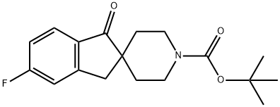 Spiro[2H-indene-2,4'-piperidine]-1'-carboxylic acid, 5-fluoro-1,3-dihydro-1-oxo-, 1,1-dimethylethyl ester Struktur