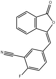 Benzonitrile, 2-fluoro-5-[(E)-(3-oxo-1(3H)-isobenzofuranylidene)methyl]- Struktur