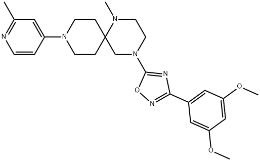 1,4,9-Triazaspiro[5.5]undecane, 4-[3-(3,5-dimethoxyphenyl)-1,2,4-oxadiazol-5-yl]-1-methyl-9-(2-methyl-4-pyridinyl)- Struktur