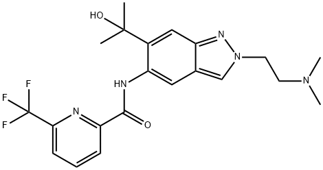 2-Pyridinecarboxamide, N-[2-[2-(dimethylamino)ethyl]-6-(1-hydroxy-1-methylethyl)-2H-indazol-5-yl]-6-(trifluoromethyl)- Struktur