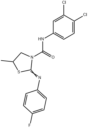 3-Thiazolidinecarboxamide, N-(3,4-dichlorophenyl)-2-[(4-fluorophenyl)imino]-5-methyl- Struktur