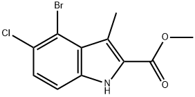 1H-Indole-2-carboxylic acid, 4-bromo-5-chloro-3-methyl-, methyl ester Struktur