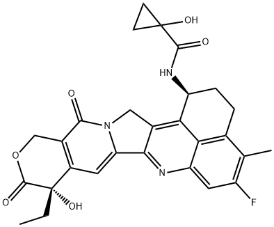 Cyclopropanecarboxamide, N-[(1S,9S)-9-ethyl-5-fluoro-2,3,9,10,13,15-hexahydro-9-hydroxy-4-methyl-10,13-dioxo-1H,12H-benzo[de]pyrano[3',4':6,7]indolizino[1,2-b]quinolin-1-yl]-1-hydroxy- Struktur