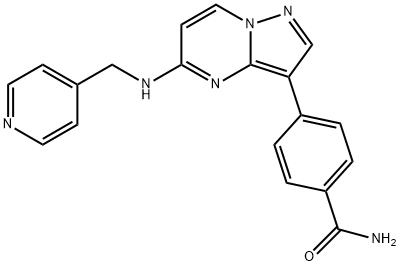 4-[5-(4-Pyridylmethylamino)pyrazolo[1,5-a]pyrimidin-3-yl]benzamide Struktur