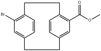 Tricyclo[8.2.2.24,7]hexadeca-4,6,10,12,13,15-hexaene-5-carboxylic acid, 12-bromo-, methyl ester (8CI,9CI) Struktur