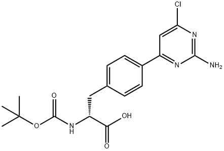 (R)-3-(4-(2-amino-6-chloropyrimidin-4-yl)phenyl)-2-((tert-butoxycarbonyl)amino)propanoic acid Struktur